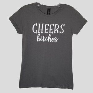 Women's Small Bridesmaid Bachelorette Party Cheers Graphic T-Shirt Gray
